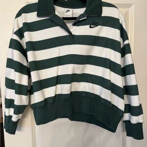Nike Phoenix fleece Green and White Striped Women's Sweatshirt